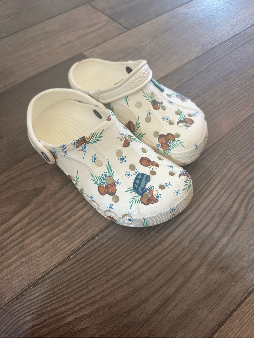CROCS Ivory Tropical Coconut Print Clogs